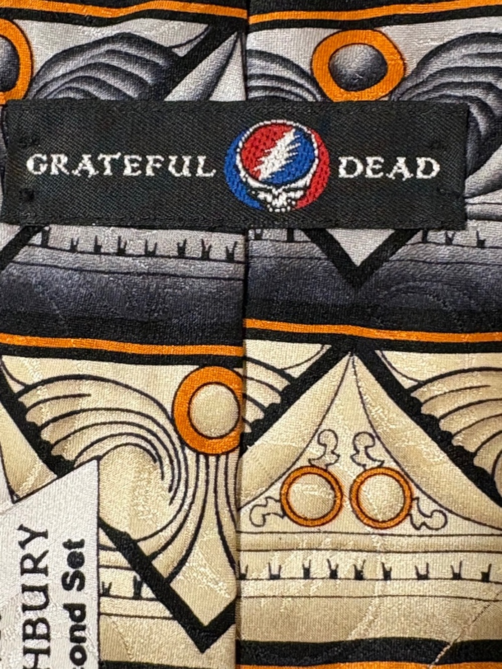VTG Grateful Dead 100% Silk Tie 710 Ashbury Second Set Geometric 90s Deco